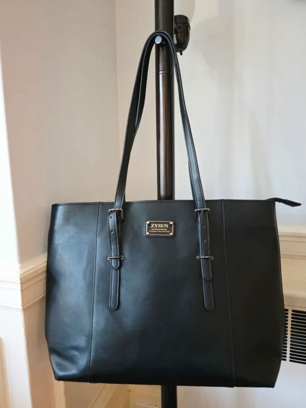 NEW Black large carryall laptop tote bag Zysun Classic Collection